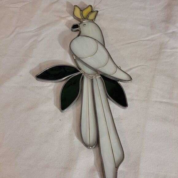 Stained Glass suncatcher lead trimmed Parrott colorful 12.5 IN - Picture 1 of 9